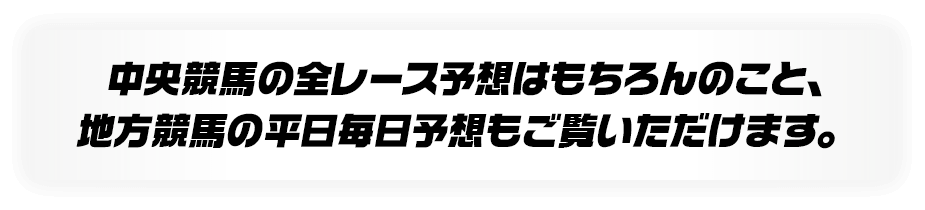 中央競馬の全レース予想はもちろんのこと、地方競馬の平日毎日予想もご覧いただけます。